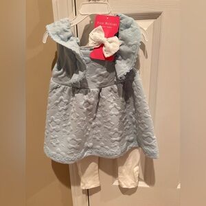 NWT - 3T Isaac Mizrahi Blue and White Matching Set with bow